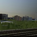 Ganzhou West Station Modern Exterior With Blue Roof Greenery And Surrounding High Rise Buildings