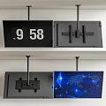 TV With Hanging Bracket Digital Time Display And Starry Blue Screen 3d model