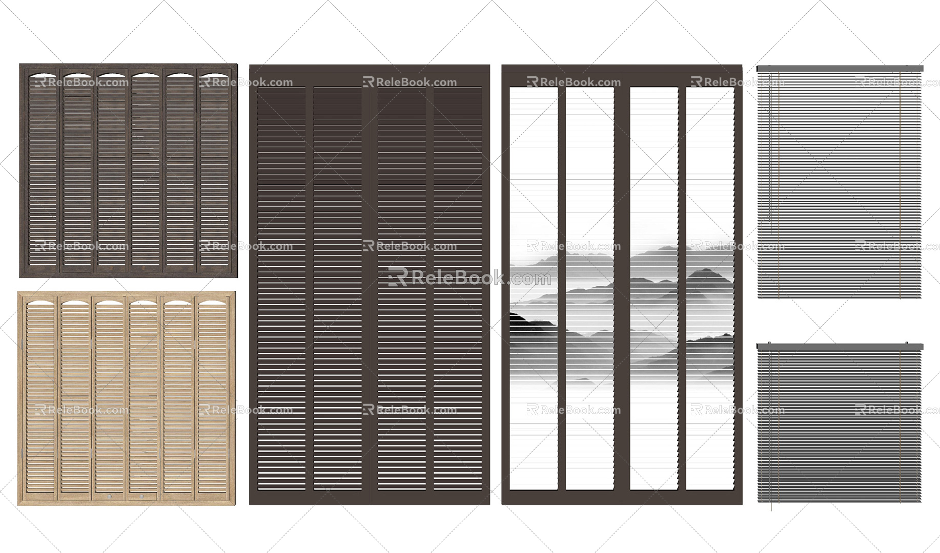 New Chinese-style Blinds Blinds Blinds Blinds Curtain Combination 3d model