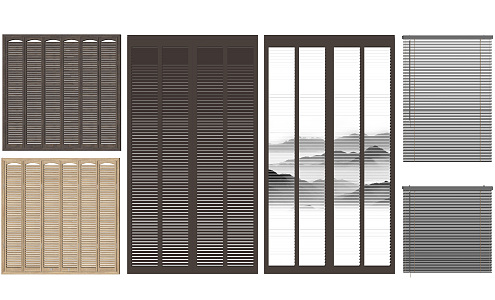 New Chinese-style Blinds Curtain Combination 3d model