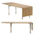 Modern Wooden Table With Metal Legs And Foldable Side Panel Design 3d model