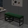 Green Upholstered Sofa Bench With Black Frame In Modern Minimalist Living Room