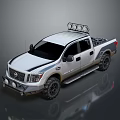 Nissan Pickup Truck With Roof Mounted Lights Body Stripes And Black Wheels