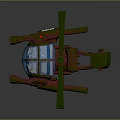 Green And Red Helicopter 3D Model With Transparent Cockpit And Number 918