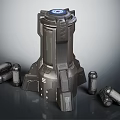 Futuristic Central Mechanical Tower With Surrounding Cylindrical Components And Sci Fi Industrial Design