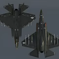 Two Dark Green Fighter Jets 3D Model With Detailed Design And Side View 3d model