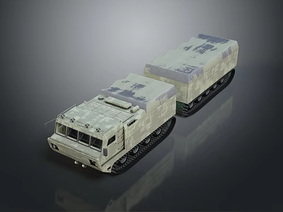 Heavy Duty Tracked Military Vehicle With Camouflage Paint And Multi Compartment Structure 3d model