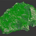 Detailed 3D Mountainous Terrain Model With Green Vegetation And Varied Landforms