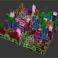 Urban Buildings Model Showcasing Detailed Cityscape With High Rise Structures And Intricate Layout