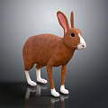 Brown Rabbit With Pink Ears White Face And Paws 3D Model Design 3d model