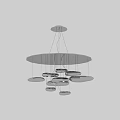 Modern Silver Chandelier With Multiple Oval Shaped Lights And Hanging Metal Frame 3d model