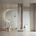 Modern Glass Partition Design For Interior Space With Translucent Panels And Light Effects 3d model