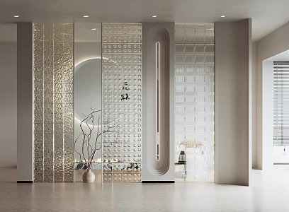 Silent Wind Glass Brick Screen Partition Art Glass Brick Dead Branches Entrance Hall 3d model