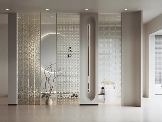 Silent Wind Glass Brick Screen Partition Art Glass Brick Dead Branches Entrance Hall 3d model