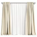 Beige Pleated Curtains With White Sheer Layer For Home Living Room Decor