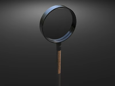 Essential Household Magnifying Glass With Clear Lens Black Frame And Wooden Handle 3d model