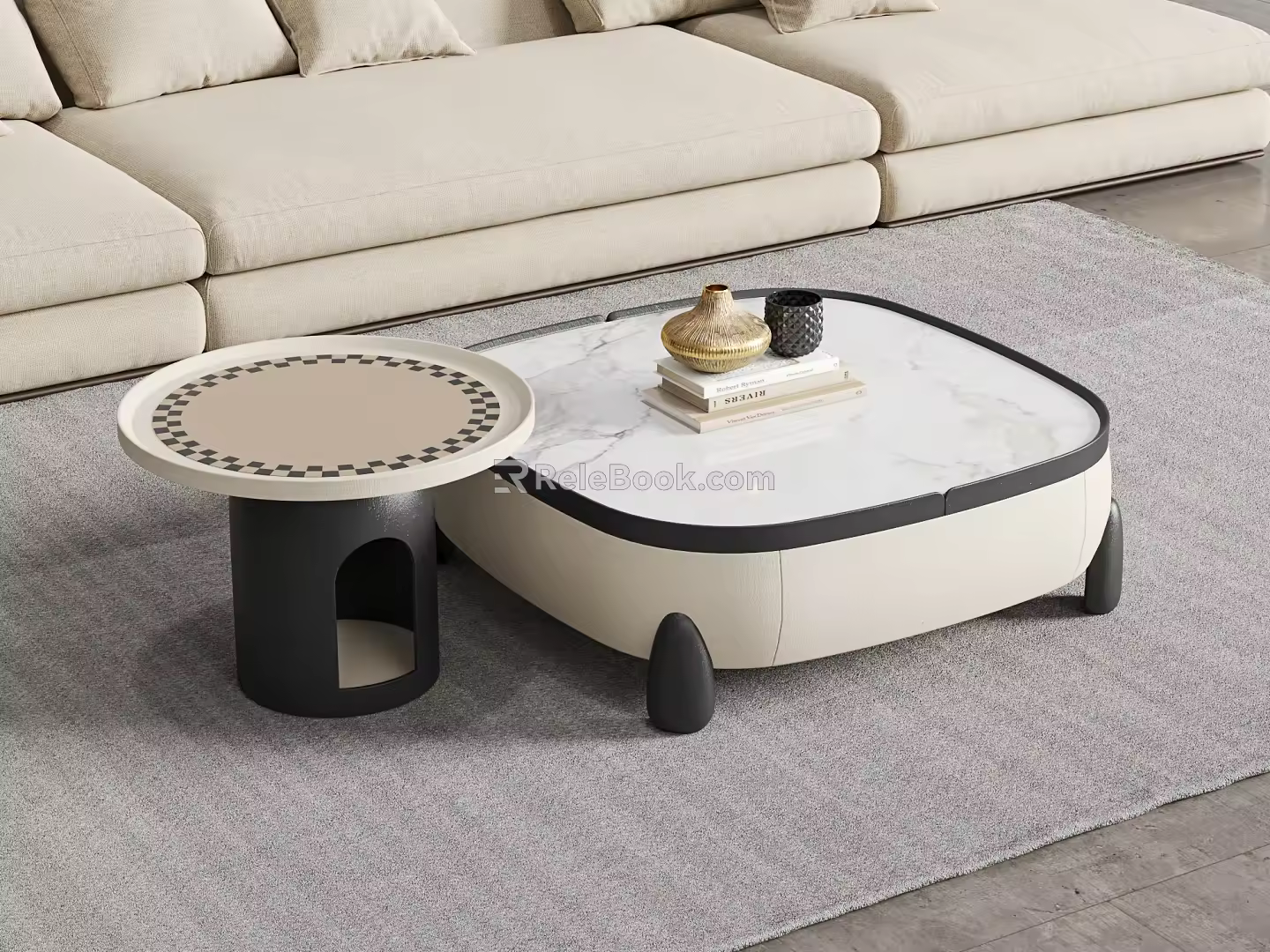 Modern Retro Coffee Table Middle Style Tea Table Ornaments 3d model
