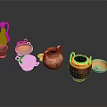 Ancient Traditional Clay Sculpture Pottery With Various Shapes And Colorful Designs