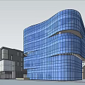 Modern Urban Commercial Complex With Tall Buildings Greenery Open Lawns And Blue Sky
