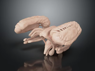 Detailed 3D Anatomical Structure Model With Light Pink Color And Reflective Surface Texture 3d model