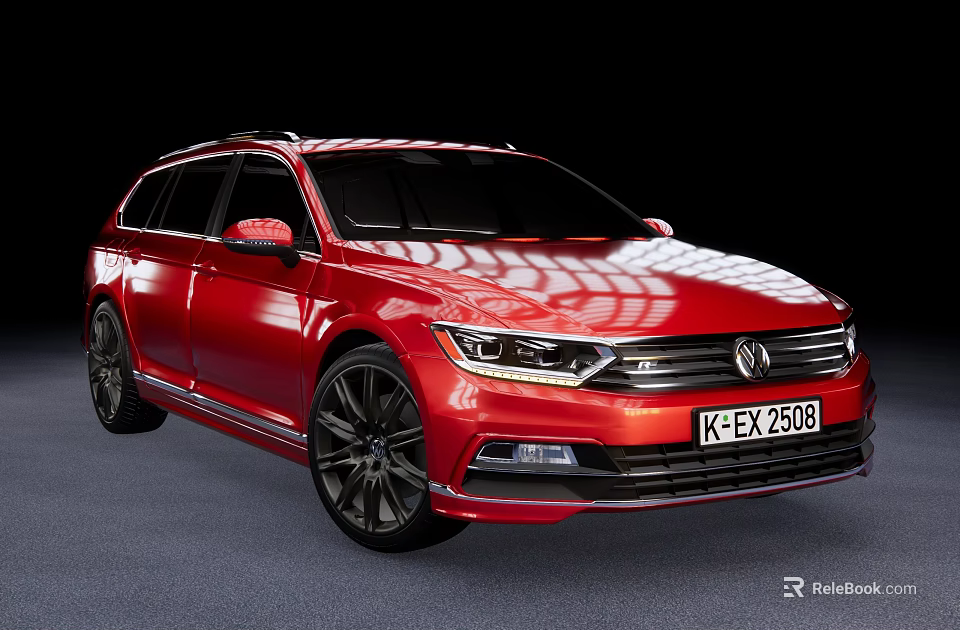 Red Volkswagen Wagon Car With Black Wheels Sleek Body And Modern Front Design 3d model 