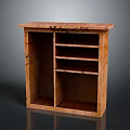 Wooden Open Storage Cabinet With Multiple Shelves And Top Surface For Home Use