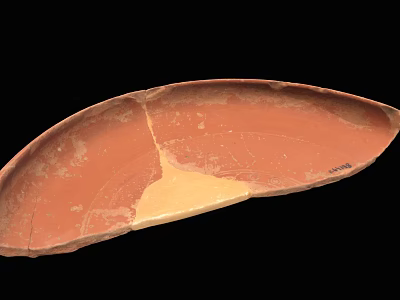 Ancient Broken Terracotta Bowl With Reddish Brown Worn Surface And Cracks 3d model