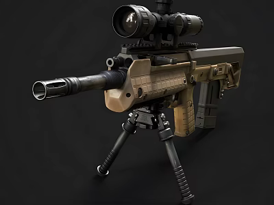 Modern Tactical Sniper Rifle With High Power Scope Tripod And Sturdy Barrel For Precision Shooting 3d model