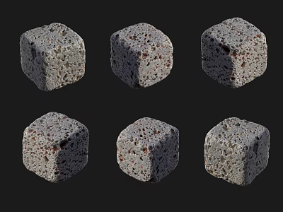 Natural Stone and Wood Cubes with Granular Texture and Speckled Surface Design 3d model
