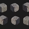 Natural Stone and Wood Cubes with Granular Texture and Speckled Surface Design 3d model