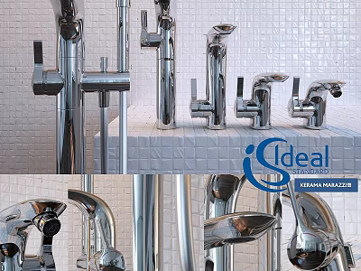 Modern Chrome Faucets In Various Sleek Designs For Kitchen And Bathroom 3d model