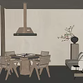 Chess and Card Room Mahjong Room Mahjong Room Mahjong Table and Chair Combination Double Sofa Smoking Lamp 3d model