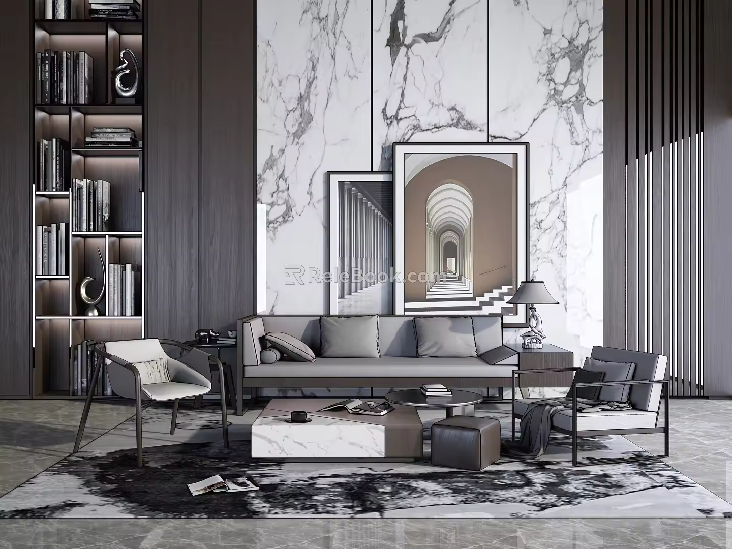 New Chinese Sofa Coffee Table Combination 3d model