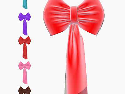 Colorful Bow Shaped Decorative Ornament Set with Red Purple Pink Brown for Home Decoration 3d model