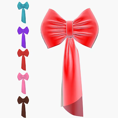 Colorful Bow Shaped Decorative Ornament Set with Red Purple Pink Brown for Home Decoration 3d model