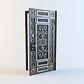 Ornate Decorative Entrance Door With Intricate Metal Patterns Black Frame And Gold Accents