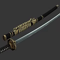 Traditional Japanese Katana With Ornate Gold Dragon Tsuba And Wrapped Handle Design