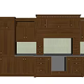 Traditional Kitchen Wooden Cabinets With Carved Details And Upper Lower Storage