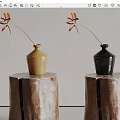 Modern Trascorso Vase Ornaments Simple Vase with Dried Branches 3d model