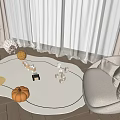 Modern Carpet Cream Style Carpet Ornaments 3d model