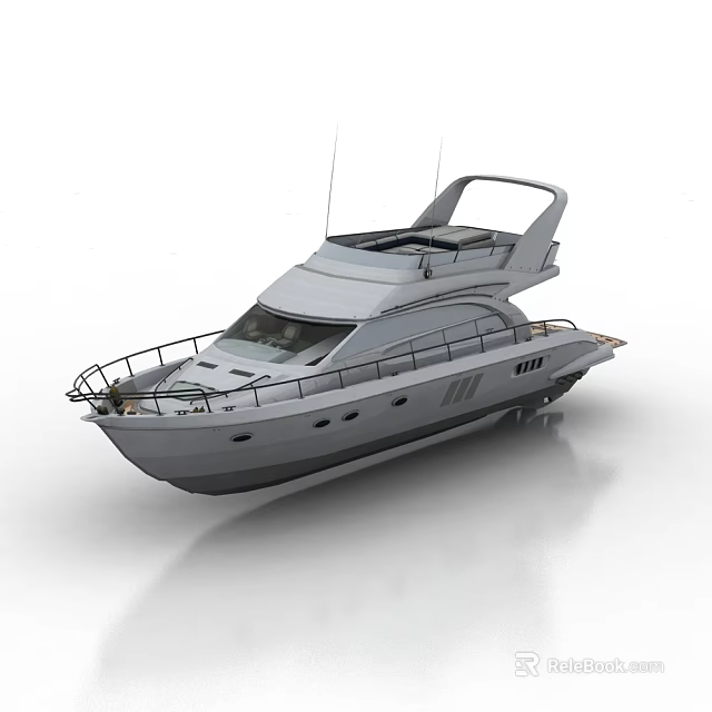 Modern Luxury Yacht With Sleek Exterior Design 3d model 