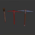 Three Construction Pickaxes With Wooden Handles And Metal Heads