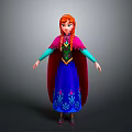 Game Movie Character Featuring Red Hair Blue Floral Dress And Red Cape