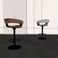 Stylish Modern Bar Stools In Interior With Striped Wall And Paneled Background