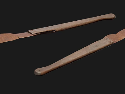 Two Sturdy Hardware Tools With Wooden Handles And Metal Blades 3d model