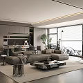 Modern Guest Restaurant Sofa Coffee Table Combination Dining Table and Chair 3d model