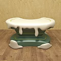 Unique Design Stool With Green Base White Top And Dripping Details On Wooden Floor