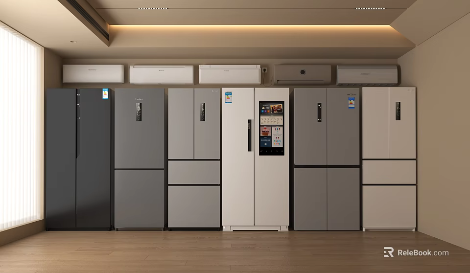 Modern Various Style Refrigerators In Gray And White For Indoor Showroom 3d model 
