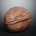 Fresh Whole Walnut With Natural Textured Shell On Dark Background