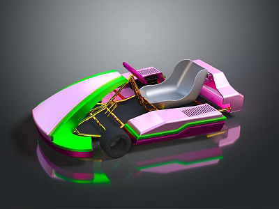 Kids Pink Green Toy Go Kart Design With Racing Seat And Wheels 3d model